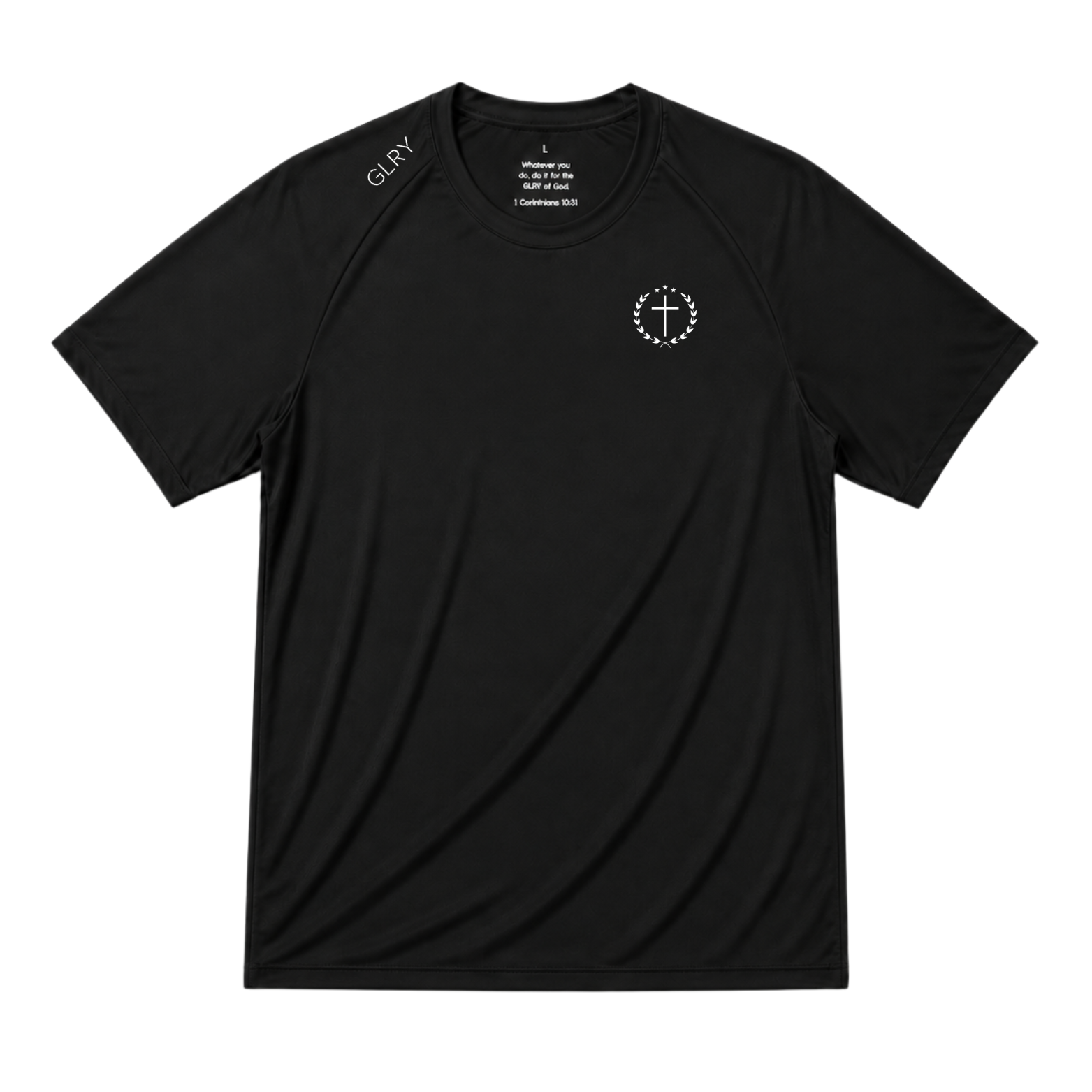 Black Founder's Tee flat lay with anchor emblem on the chest