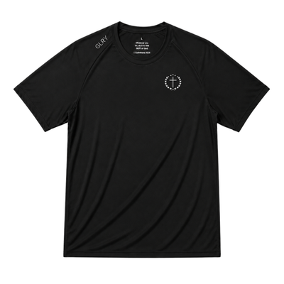 Black Founder's Tee flat lay with anchor emblem on the chest