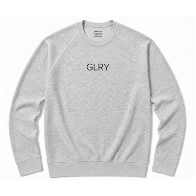 Flex Comfort crewneck sweatshirt in light gray with GLRY logo on chest
