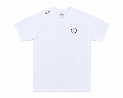 White Founder's Tee flat lay with anchor emblem on the chest